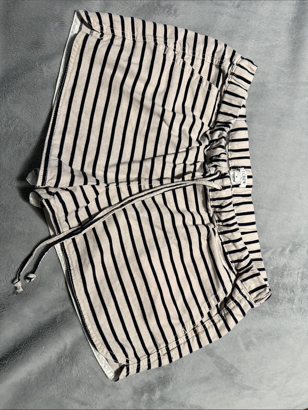 J. Crew Striped Drawstring Lounge Shorts in Cream and Black